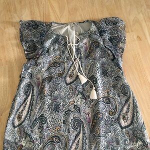 Lucky Brand Blue and Cream Paisley Blouse